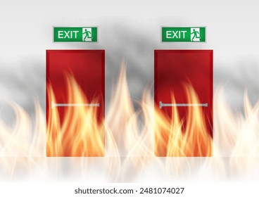 On Fire. Fire in Building or Office. Vector Illustration.