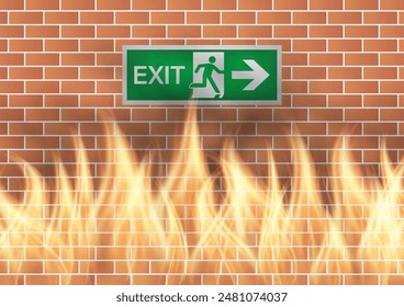 En Llamas. Incendio en edificio u oficina. Ilustración vectorial.