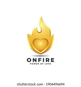 On fire - Heart logo with Burning Heart Concept