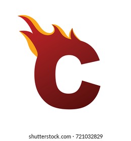 on fire initial letter alphabet - logo logotype template