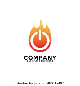On Fire logo concept. Flame with on symbol 