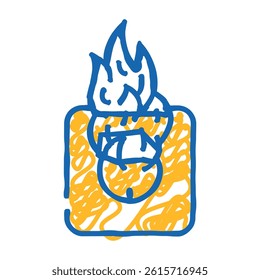 on fire socket doodle icon sketch vector. on fire socket sign. isolated symbol illustration