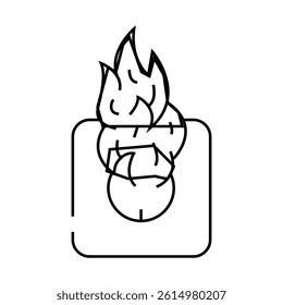 on fire socket line icon vector. on fire socket sign. isolated contour symbol black illustration