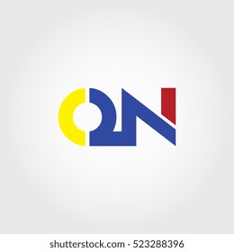 ON flat initial letter logo combining yellow, blue and red