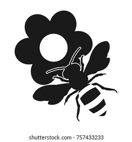 on the flowers. honey bee. flat design icon