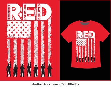 On Friday We Wear Red T-Shirt Vector, We wear Red Remember Everyone Deployed, American Flag Us Veteran T-shirt, American Flag Military TShirt.