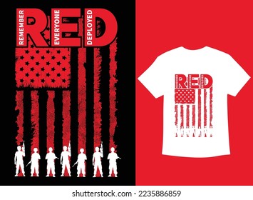 On Friday We Wear Red T-Shirt Vector, We wear Red Remember Everyone Deployed, American Flag Us Veteran T-shirt, American Flag Military TShirt.