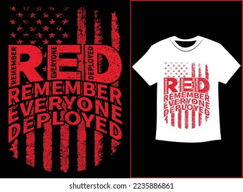 On Friday We Wear Red T-Shirt Vector, We wear Red Remember Everyone Deployed, American Flag Us Veteran T-shirt, American Flag Military TShirt.