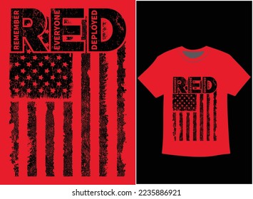 On Friday We Wear Red T-Shirt Vector, We wear Red Remember Everyone Deployed, American Flag Us Veteran T-shirt, American Flag Military TShirt.
