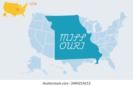 On the front is a map of the states of miss our I the United States of America and on the back is a map of the United States of America with a smaller map on top.simple map of america 4th of july .4th