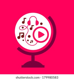 on the globe player. spread of music.