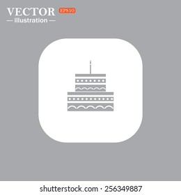 On a gray background gray icon,  birthday cake icon. Vector illustration, EPS 10