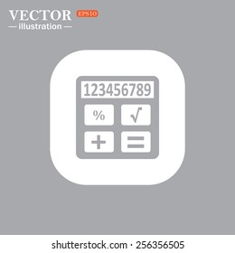 On a gray background gray icon,  icon calculator, vector illustration, EPS 10