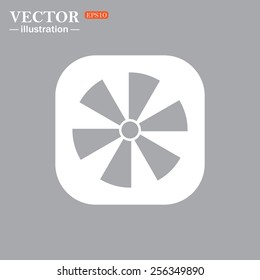 On a gray background gray icon,  fan, vector illustration, EPS 10 
