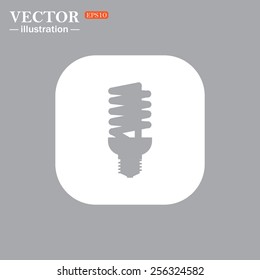 On a gray background gray icon,  fluorescent lamp, vector illustration, EPS 10