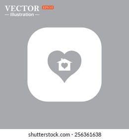 On a gray background gray icon,  House with Heart Icon, vector illustration, EPS 10