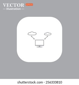 On a gray background gray icon,  illustration of cloud storage, vector illustration, EPS 10