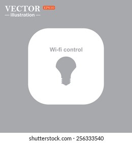 On a gray background gray icon,  LED lamp controlled via wi-fi network, vector illustration, EPS 10