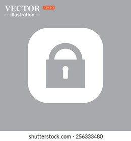 On a gray background gray icon,  lock black , vector illustration, EPS 10