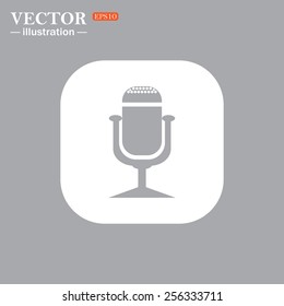 On a gray background gray icon,  Microphone. Voice recording, vector illustration, EPS 10