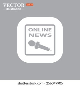 On a gray background gray icon,  of online news, vector illustration, EPS 10 