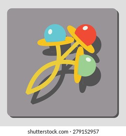 On a gray background icons displayed rattles for children. Design element. Vector illustration