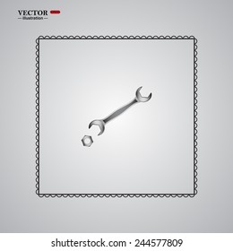 On a gray background, realistic wrench , vector illustration, EPS 10