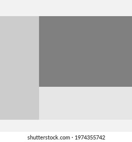 On a gray background, rectangles of different sizes and colors