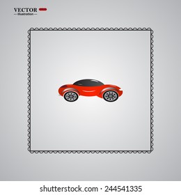 On a gray background, red car , vector illustration, EPS 10