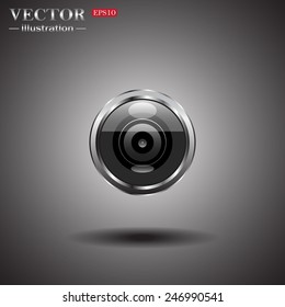On a gray background with shadow. camera, vector illustration, EPS 10