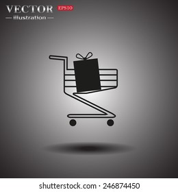 On a gray background with shadow. Case for phone , put in shopping cart  , vector illustration, EPS 10