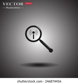On a gray background with shadow. Case for phone , Search wi-fi network , vector illustration, EPS 10