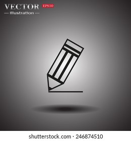 On a gray background with shadow. Case for phone , black pencil, vector, EPS 10