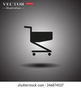 On a gray background with shadow. Case for phone , Shoping basket , vector illustration, EPS 10