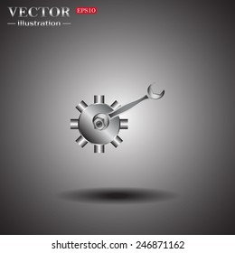 On a gray background with shadow. Cog Settings , vector illustration, EPS 10