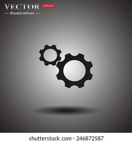 On a gray background with shadow. Cog Settings , vector illustration, EPS 10