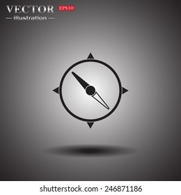 On a gray background with shadow. Compass , vector illustration, EPS 10