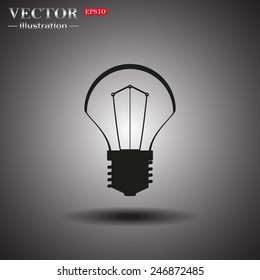 On a gray background with shadow. incandescent bulb, vector illustration, EPS 10