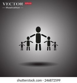 On a gray background with shadow. kids silhouette family , vector illustration, EPS 10