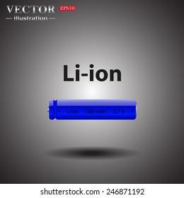 On a gray background with shadow. li-ion battery , vector illustration, EPS 10