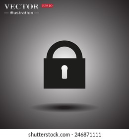 On a gray background with shadow. lock black , vector illustration, EPS 10