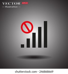 On a gray background with shadow. no signal, poor signal strength, signal strength indicator, vector illustration, EPS 10