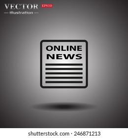 On a gray background with shadow. of online news, vector illustration, EPS 10 