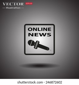 On a gray background with shadow. of online news, vector illustration, EPS 10 