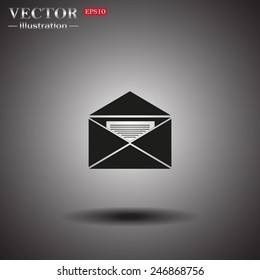On a gray background with shadow. open envelope with a letter, vector, EPS 10
