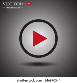 On a gray background with shadow. play, vector, EPS 10