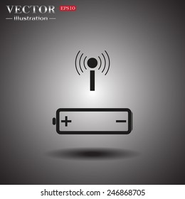 On a gray background with shadow. power management through a wi-fi network, vector, EPS 10