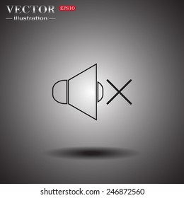 On a gray background with shadow. Sound off , vector illustration, EPS 10
