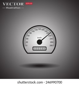  On a gray background with shadow. speedometer. Vector illustration EPS 10 