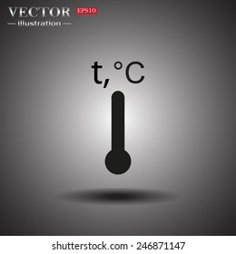 On a gray background with shadow. Thermometer , vector illustration, EPS 10